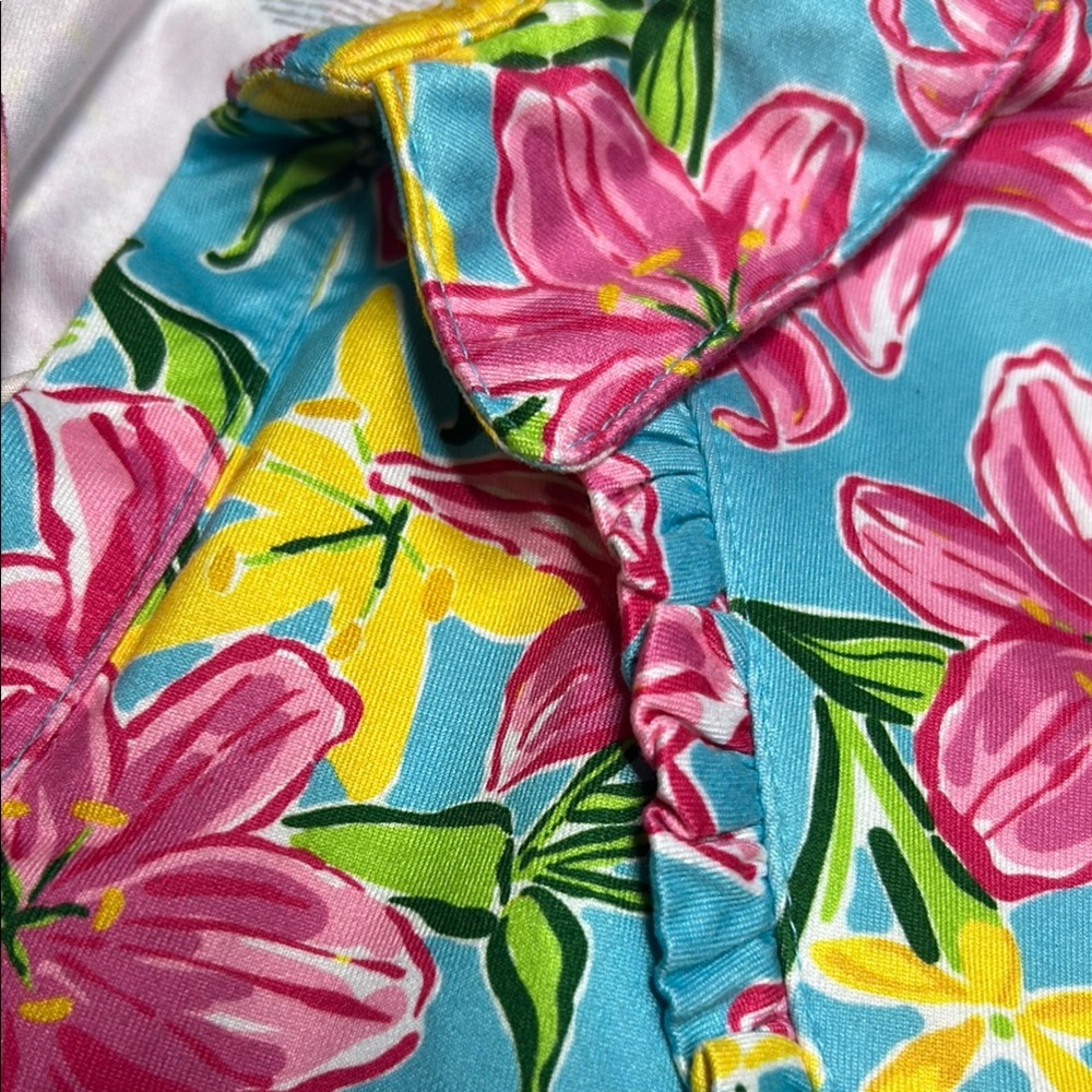 Gottex Dress Women's‎ Small Aqua Flowers UPF 50 Cara Ruffle Golf/Tennis/Pool - Picture 8 of 9